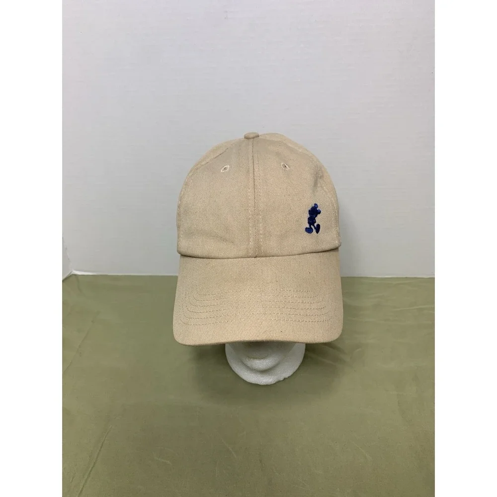 Walt Disney World Adult Hat Cap Adjustable Tan Navy Mickey Mouse Embroidered